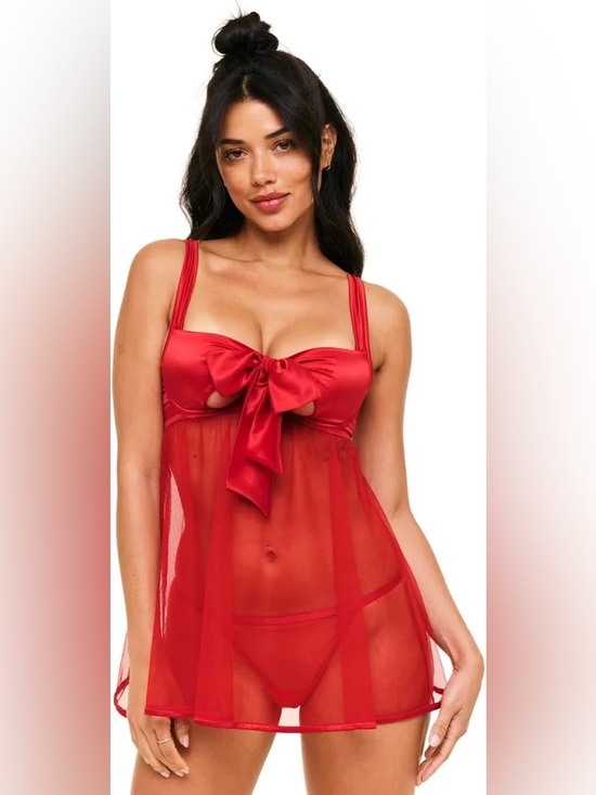 Ardene Other - Adore Me Women's Bessima Babydoll Lingerie XL Red Bow NWT